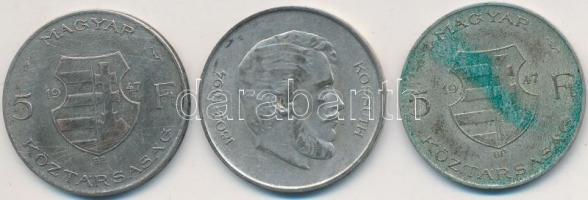 1947. 5Ft Ag "Kossuth" (3x) T:3