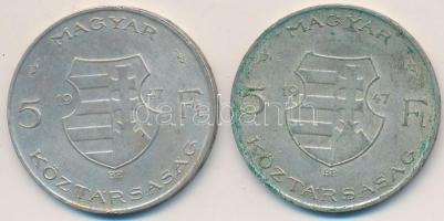 1947. 5Ft Ag "Kossuth" (2x) T:2-