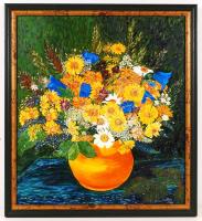 Gerényi jelzéssel: Virágcsendélet. Olaj,farost, újszerű keretben, 49×44 cm