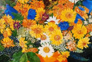 Gerényi jelzéssel: Virágcsendélet. Olaj,farost, újszerű keretben, 49×44 cm