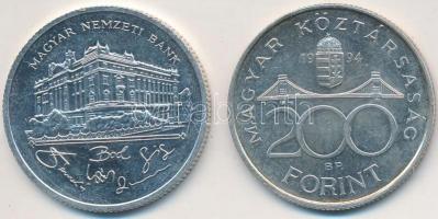 1992. 200Ft Ag "MNB" + 1994. 200Ft Ag "Deák" T:2