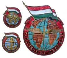 ~1960. "Vasutasok-Hajósok Szakszervezete" 3xklf zománcozott fém jelvény T:2