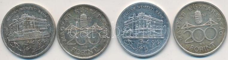 1992. 200Ft Ag "MNB" (4x) T:2