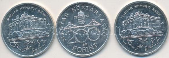 1992. 200Ft Ag "MNB" (3x) T:2