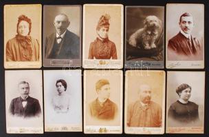 cca 1870-1900 10 db klf keményhátú fotó különböző magyar fényképészek műterméből 7x9 cm