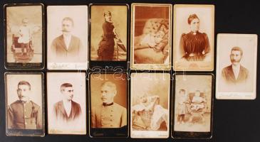 cca 1870-1900 11 db klf keményhátú fotó különböző magyar fényképészek műterméből 7x9 cm