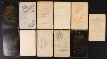 cca 1870-1900 11 db klf keményhátú fotó különböző magyar fényképészek műterméből 7x9 cm