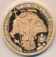 1979. "Szent László király / Őszentsége II. János Pál pápa apostoli áldása" a Kováts Mihály Egyesület által az amerikai függetlenségi háború 200. évfordulójára Amerikában kiadott aranyozott bronz emlékérem sorozat darabja (51mm) T:PP Hungary 1979. "Saint Ladislaus / Apostolical Blessing of His Holiness Pope John Paul II" gold plated bronze commemorative medallion of the Col.-Commandant Michael Kovats Historical Society, USA (51mm) C:PP