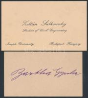 cca 1930 Bartha Gyula és Sulkowszky Zoltán a világot megkerülő motorosok névjegykártyái. Bartháé kézzel írt