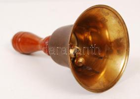 Réz csengő, fa fogóval, m:15 cm