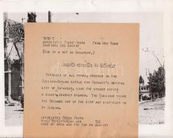 1945 A szétrombolt Mátyás-templom, angol szöveggel, pecséttel jelzett, 23x18 cm