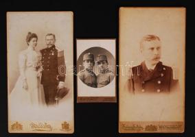 cca 1880 3 db katonákat kitűntetésekkel ábároló keményhátú fotó / vintage military photos