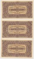 1923. 100K "Magyar Pénzjegynyomda Rt. Budapest" (3x) T:I- (hajtatlan)
Adamo K30/1
