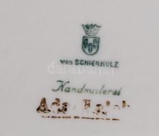 Schierholz tálka (3db) és egy füles tál, kézzel festett, jelzett, hibátlan, 21×14 cm, d:9,5 cm