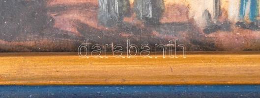 Tálas jelzéssel: Arab utca részlet. Olaj, karton, üvegezett keretben, 22×17 cm