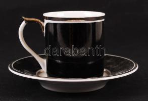 Hollóházi Davidoff mokkás csésze és alj, jelzett, hibátlan