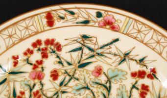 Régi, kézzel festett, aranyozott, perzsa-mintás, komplett Zsolnay süteményes készlet 6 tányér, egy t...