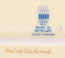 Régi, kézzel festett, aranyozott, perzsa-mintás, komplett Zsolnay süteményes készlet 6 tányér, egy t...