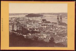 cca 1890 Budapest, Kilátás a Margit hídra, keményhátú fotó, 13x9 cm