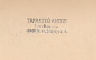 1936 Tapasztó Sándor fényképész: Csapó Sándor autófuvarozó, Orosháza, pecséttel jelzett, keményhátú ...