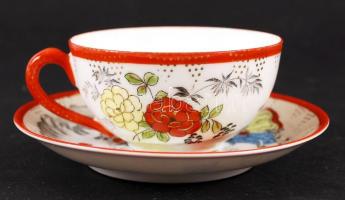 Kínai hiányos teás készlet, kézzel festett, jelzett, hibátlan