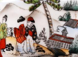 Kínai hiányos teás készlet, kézzel festett, jelzett, hibátlan