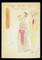 Farady jelzéssel: Nagyon szép, fiam, nagyon szép! Karikatúra, ceruza, papír, jelzett, 16x22 cm