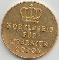 DN "Alfred Nobel / Irodalmi Nobel-díj - Coron Kiadó" aranyozott Br emlékérem (35mm) T:1- p...