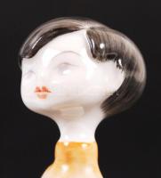 Hollóházi kisfiú zsebre tett kézzel, kézzel festett, jelzett, hibátlan, m:11 cm / 
Girl playing with...