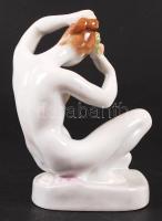 Aquincumi porcelán női akt, kézzel festett, jelzett, hibátlan /Hand painted porcelain female nude, m...