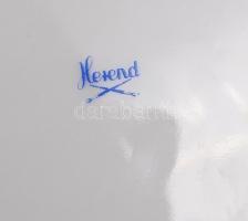 Herendi virágmintás áttört asztali bonbonier, tetején rózsával, apró lepattanással, jelzett, d: 16 c...