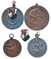 5db klf díjérem, vallási medál és zománcozott gomblyuk jelvény T:vegyes