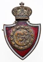 Osztrák-Magyar Monarchia / Német Birodalom ~1915. "I. Ferenc József és II. Vilmos" zománcozott fém patrióta jelvény korona díszítménnyel (40x25mm) T:2-