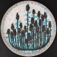 M Kiss Katalin (1941-): Fali dísztál, kézzel festett kerámia, jelzett, hibátlan, d:34 cm