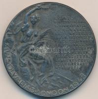 1948. "XIV. Olimpia London" hadifém emlékérem, bajnoki nevekkel a hátoldalon (40mm) T:2-