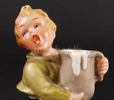 W&A Bertram kisfiú a libával, kézzel festett, jelzett, apró lepattanással, m:10 cm