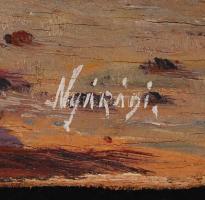 Nyárádi jelzéssel: Csónak a parton. Olaj, farost, 19×20 cm