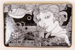 Hollóházi Szász Endre által tervezett doboz, matricás, jelzett, hibátlan, 13,5×9 cm /  Faces designe...