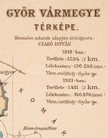 1923 Győr vármegye térképe, Magyar Földrajzi Intézet Rt., 27x34 cm
