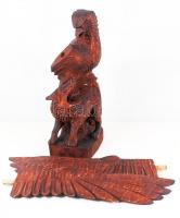 Turul, kézzel faragott, pácolt fa, hibátlan, jelzés nélkül, levehető szárnyakkal, m:51 cm, h:88 cm