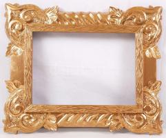 Egyedi készítésű dekoratív, faragott, aranyozott, hársfa keret, hibátlan állapotban, belső:22×16,5 cm, teljes méret:32×27 cm / Hand crafted unique frame