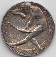 Német Birodalom / Berlin 1908. "XII. Nemzetközi Sajtó Kongresszus" Ag emlékérem (aranyozás lekopott) (12.84g/29mm) T:2- fny, ph. Germany / Berlin 1908. "XIIth International Press Congress" Ag commemorative medallion (gilding worn out) (12.84g/29mm) C:VF ear mark, edge error