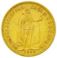 1902KB 10K Au "Ferenc József" (3.37g/0.900) T:2 apró ph.  Hungary 1902. 10 Kronen Au "Franz Joseph I" Kremnitz C:XF small edge error