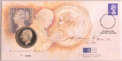 Nagy-Britannia 1995. "Bicentenáriumi Emlékérem - William Wyon Bicentenárium" felbélyegzett borítékkal T:PP Great Britain 1995. "Bicentenary Medal - William Wyon Bicentenary" with stamped envelope C:PP