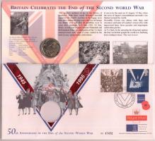 Nagy-Britannia 1995. 2Ł "50. évfordulója a Második Világháborúnak" felbélyegzett borítékkal T:BU Great Britain 1995. 2 Pounds "50th anniversary of the end of the Second World War" with stamped envelope C:BU