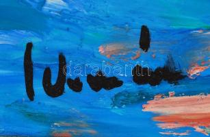 Schéner Mihály (1923-2009): Városi kikötő. Olaj, farost, jelzett, keretben, 50×70 cm