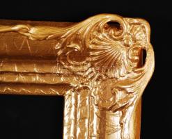 Dekoratív díszített képkeret, fa, újszerű állapotban, belső méret: 51,5×40,5 cm külső:66×56 cm