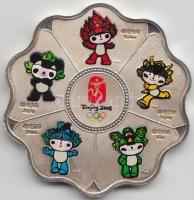 Kína / Peking 2008. "Pekingi Olimpia 2008" ezüstözött fém multicolor emlékérem dísztokban (55mm) T:1 China / Beijing 2008. "Beijing 2008 Summer Olympics" silver plated metal commemorative medallion in case (55mm) C:UNC