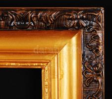 Dekoratív díszített képkeret, fa, újszerű állapotban, belső méret: 60×32 cm külső:70×42 cm