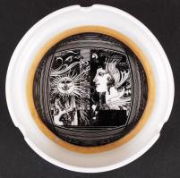 Szász Endre által tervezett Hollóházi porcelán hamutartó / Faces designed by Endre Szasz Hollohaza chinaware ashtray 9 cm